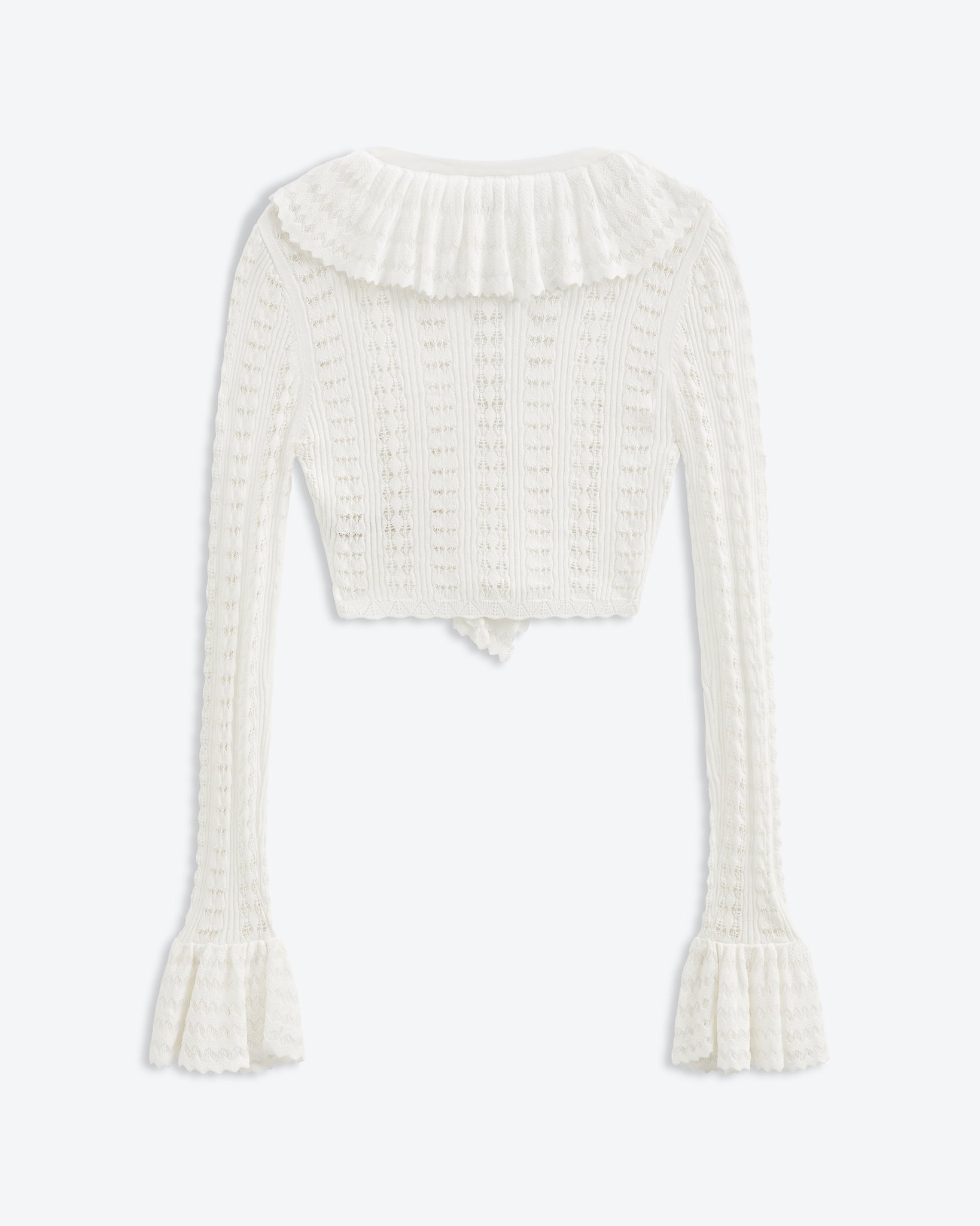 Starlight Ruffle Crochet Cardi in Tidal White | KHY by Kylie