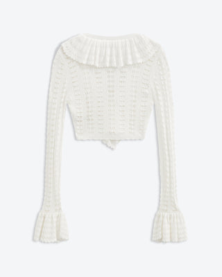 Starlight Ruffle Crochet Cardi | Tidal White