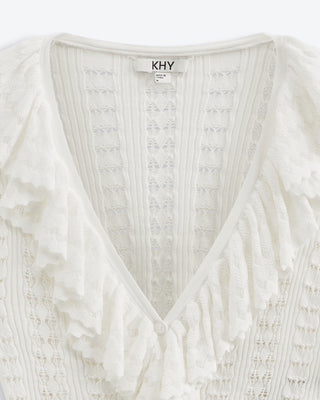 Starlight Ruffle Crochet Cardi | Tidal White
