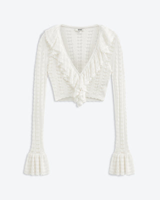 Starlight Ruffle Crochet Cardi | Tidal White