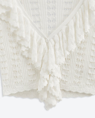 Starlight Ruffle Crochet Cardi | Tidal White