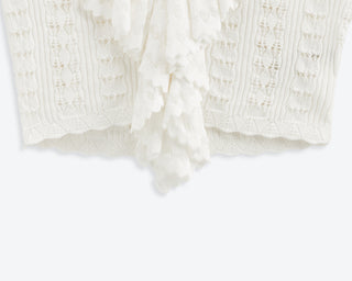 Starlight Ruffle Crochet Cardi | Tidal White