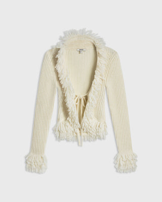 Fringe Wool Cardigan | Ivory