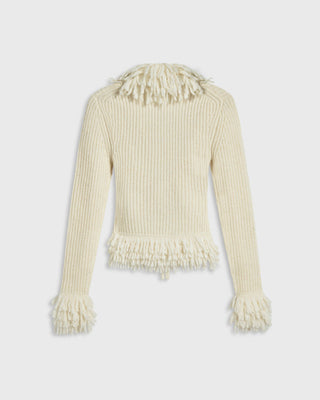 Fringe Wool Cardigan | Ivory