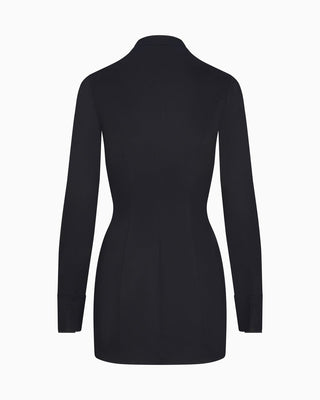Poplin Zip Mini Dress | Black