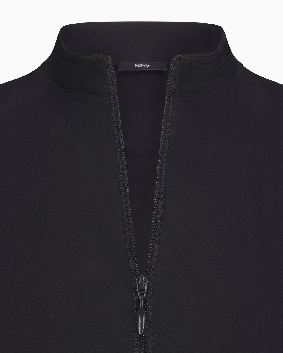 Poplin Zip Mini Dress | Black