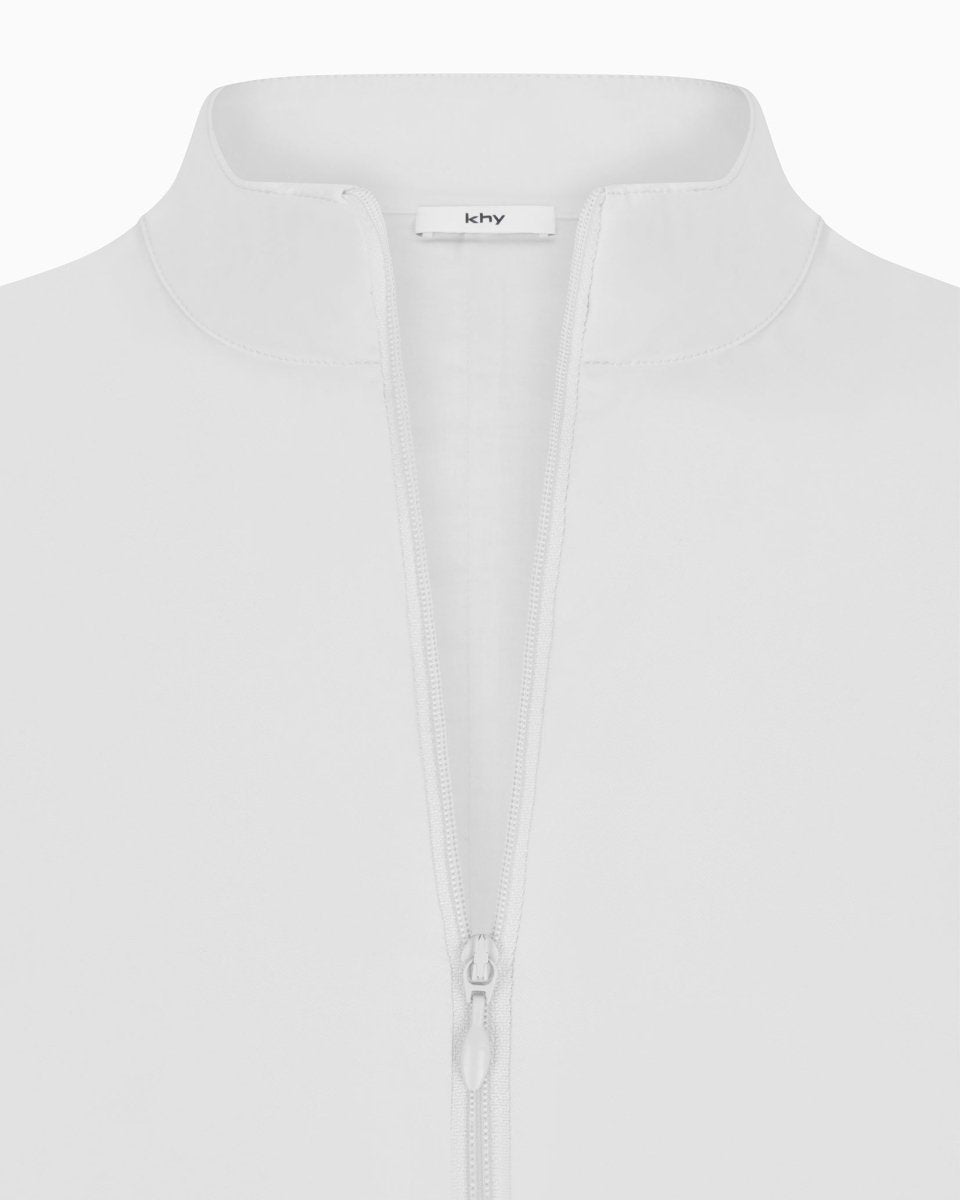 Poplin Zip Mini Dress | Light Grey