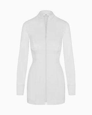 Poplin Zip Mini Dress | Light Grey