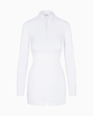 Poplin Zip Mini Dress | White