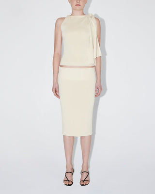 Sueded Stretch Cutout Skirt | Stone