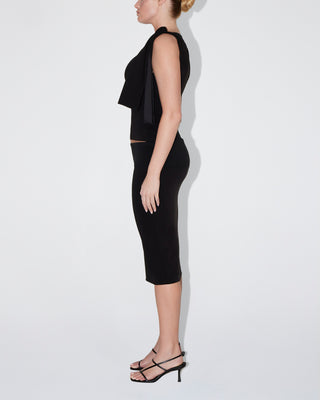 Sueded Stretch Cutout Skirt | Black