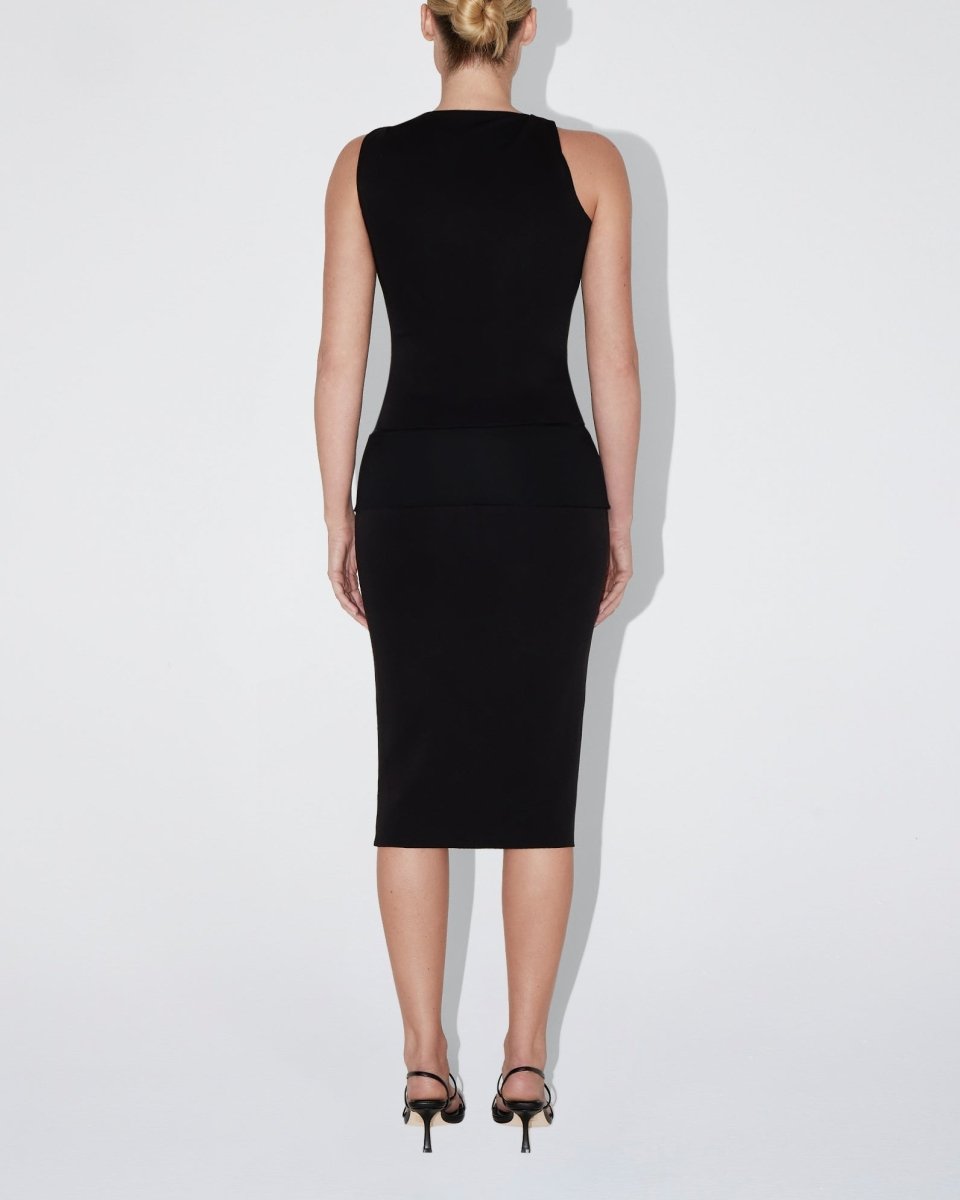 Sueded Stretch Cutout Skirt | Black