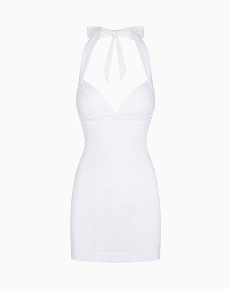 Kyla | White Plunge-Neck Mini Dress main image 1