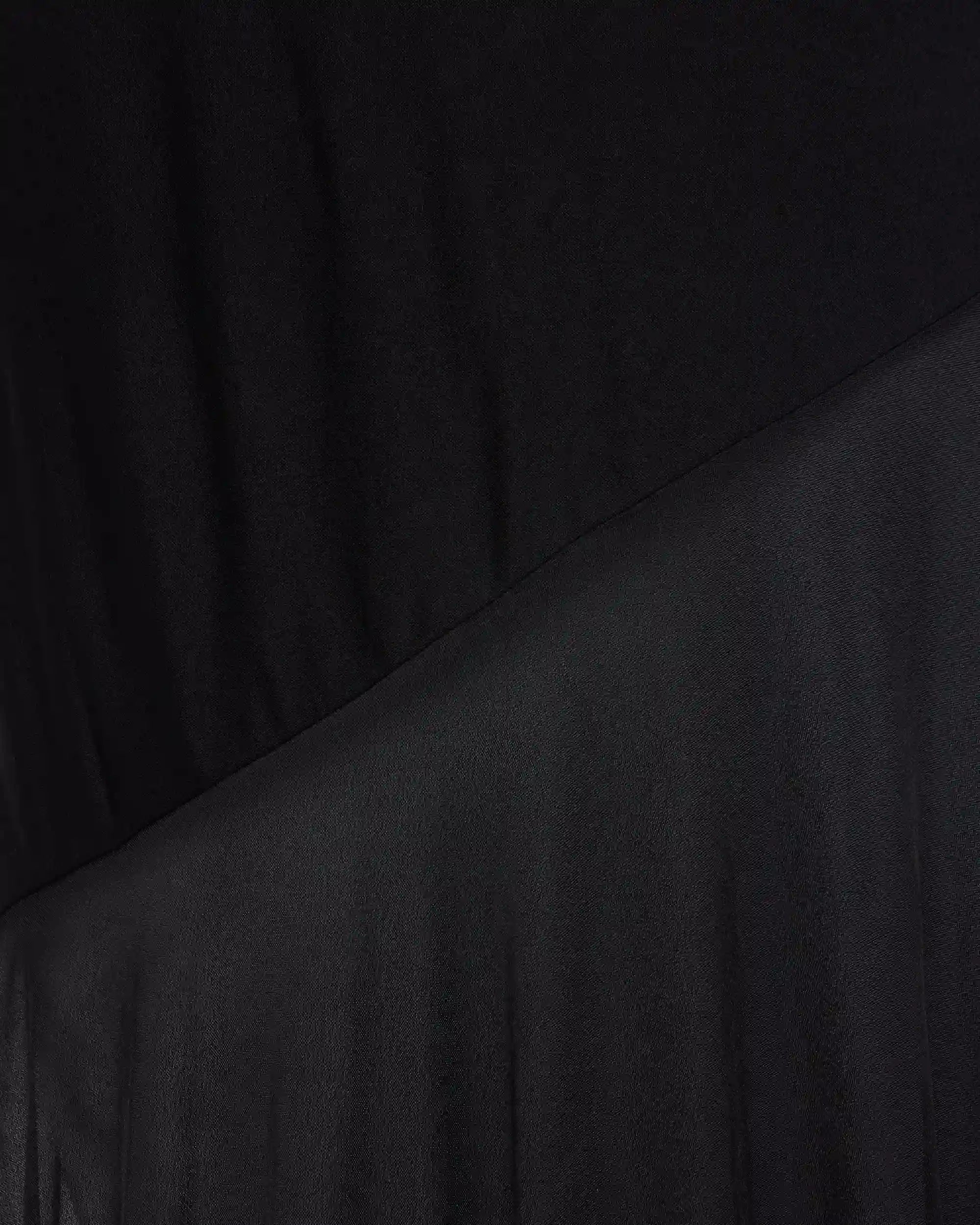 Sheer Draped Long Dress | Black