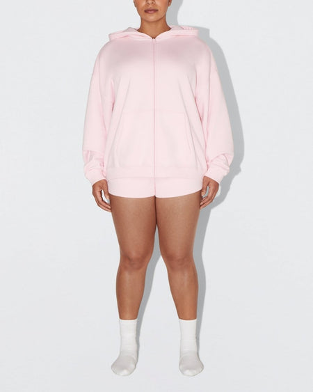 Oversized Hoodie with Front Pocket - Pink