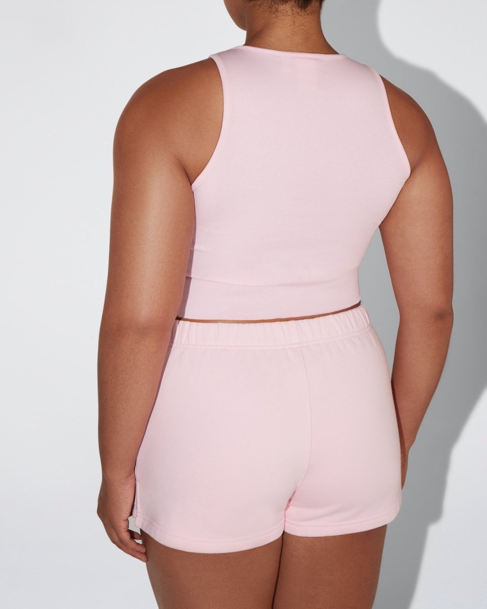 Cropped Raw Hem Rib Tank | Orchid Pink