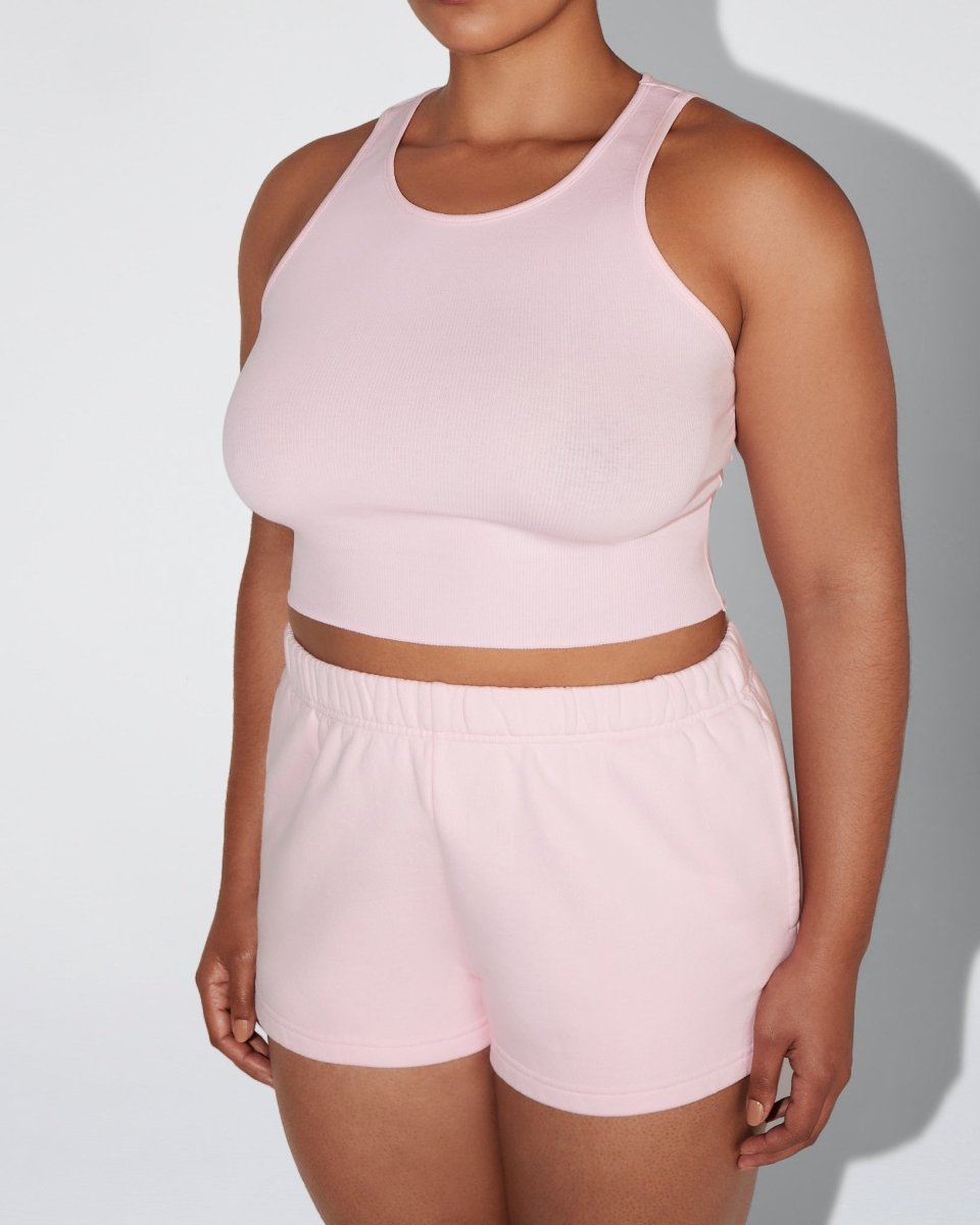Cropped Raw Hem Rib Tank | Orchid Pink