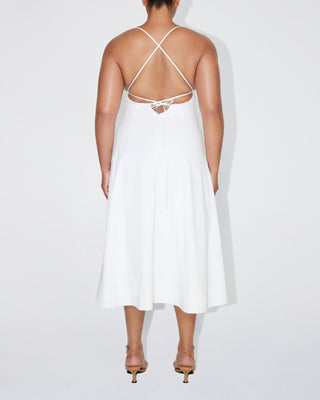 Poplin Low Back Midi Dress | White
