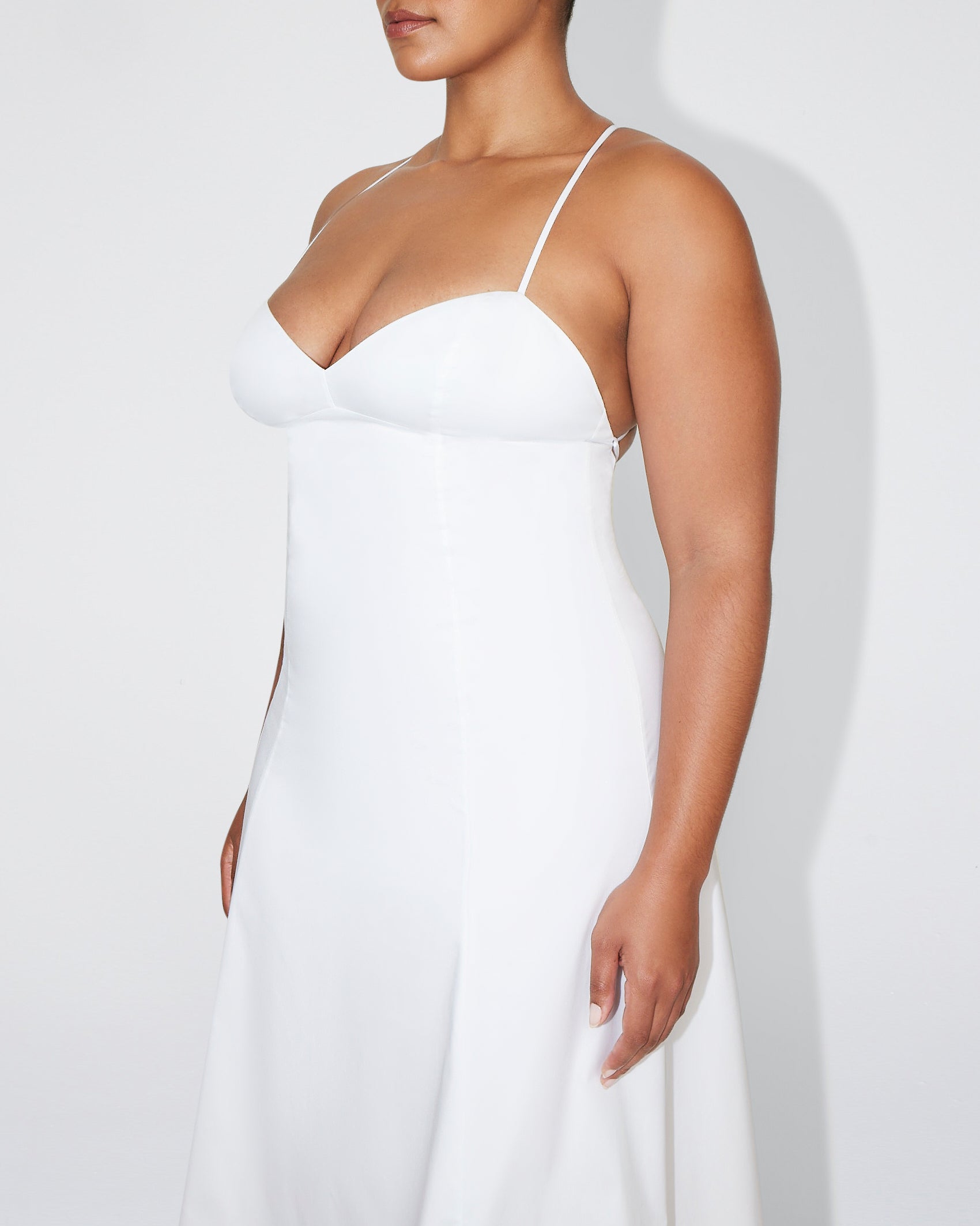 White Poplin Low Back Midi Dress Stretch | Khy White Poplin Low Back Midi Dress Stretch | Khy