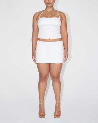 Poplin Micro Mini Skirt | White