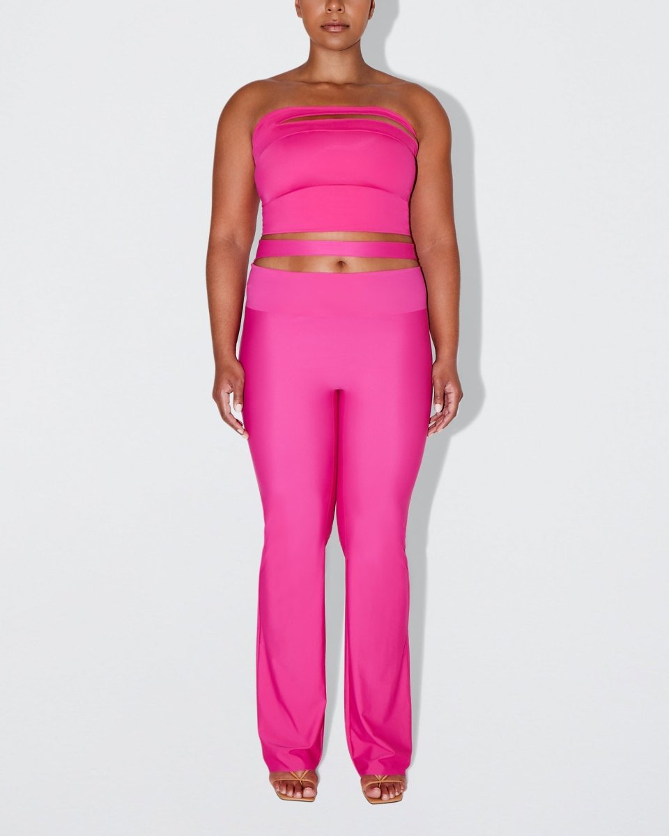 Sleek Stretch Cutout Foldover Pant | Fuchsia