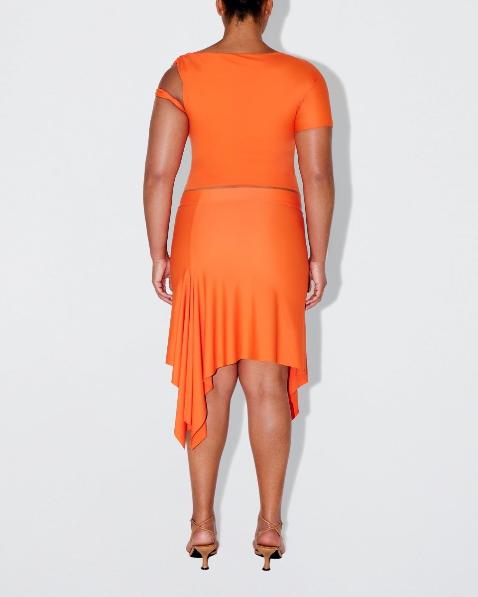Sleek Stretch Asymmetrical Skirt | Papaya