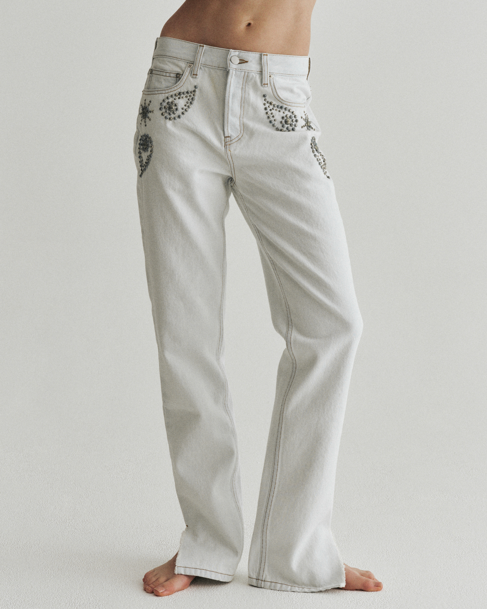 Sunset Studded Mid-Rise Jean in Cloud - KHY by Kylie Jenner – Khy