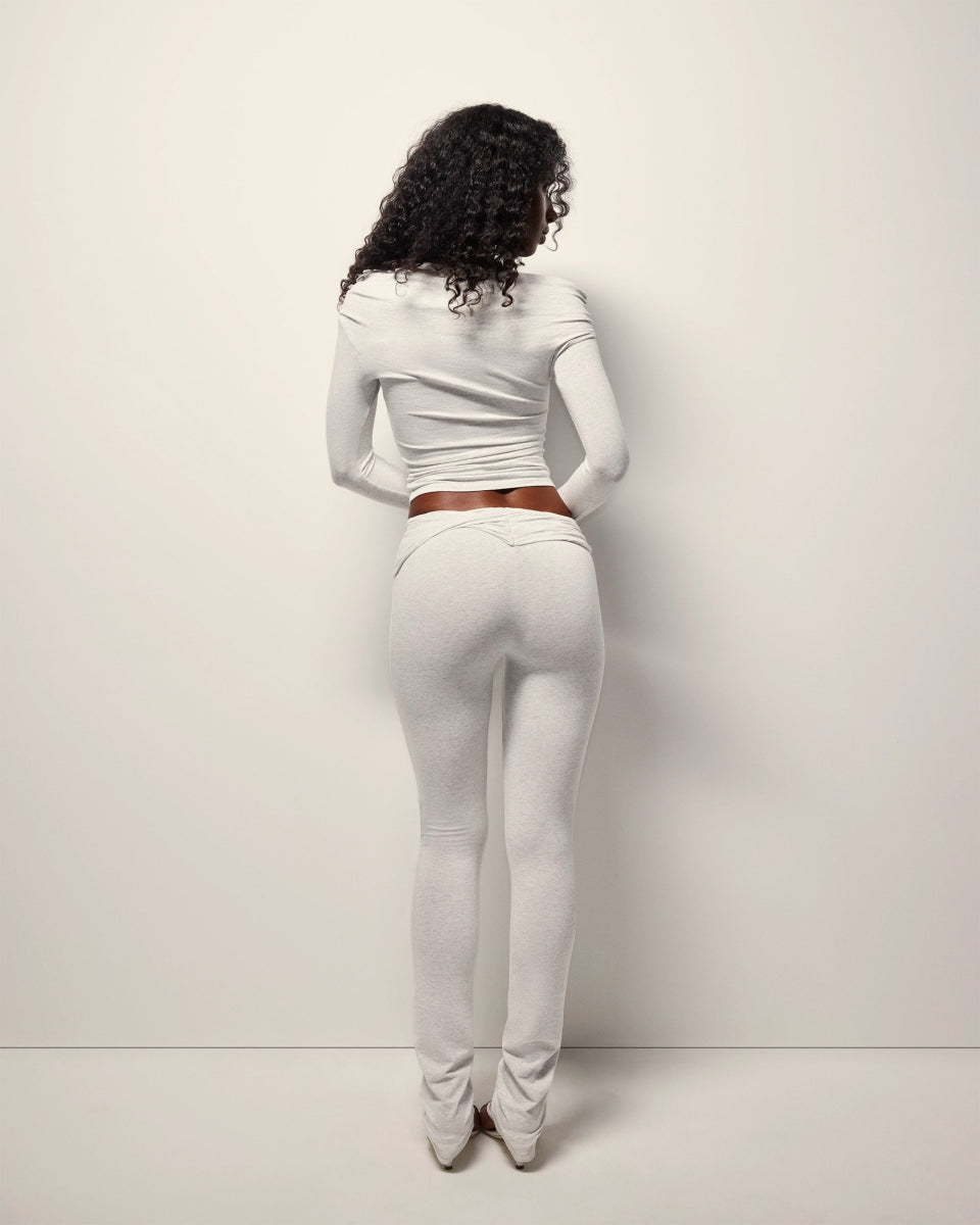 Asymmetrical Foldover Leggings | Heather Grey