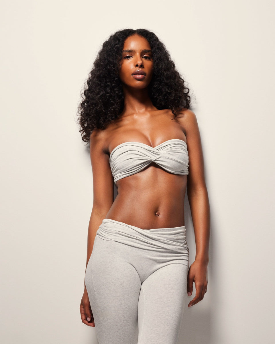 Asymmetrical Foldover Leggings | Heather Grey