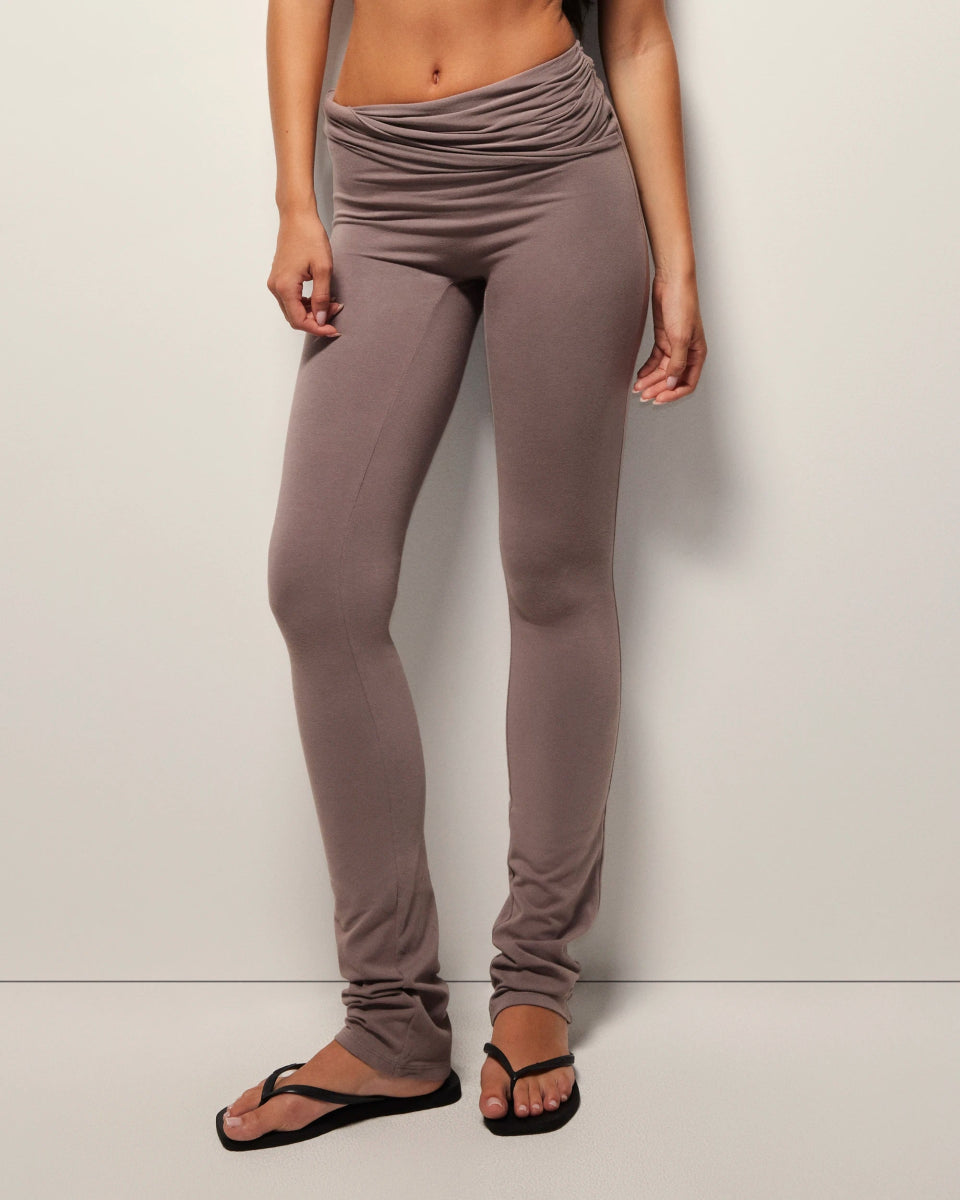 Asymmetrical Foldover Leggings | Truffle