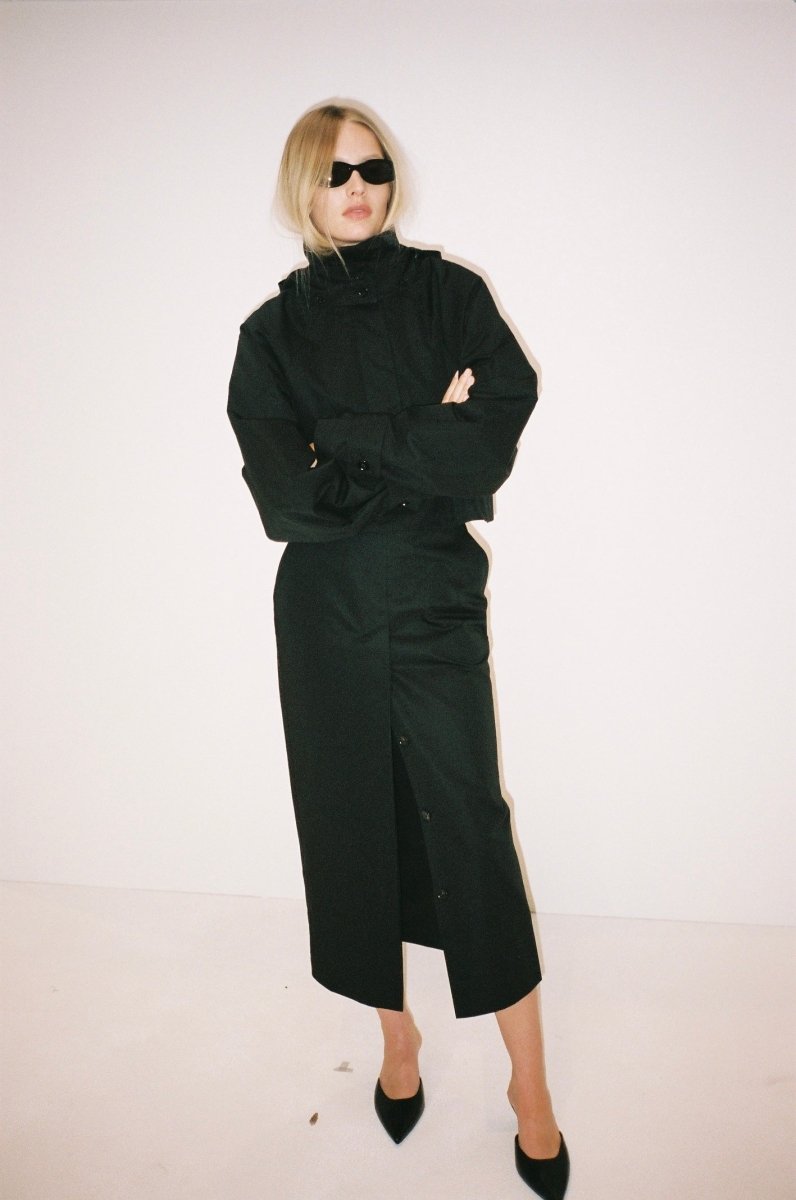 Button Front Maxi Skirt | Black