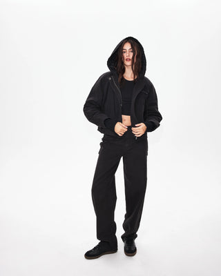 Canvas Hooded Jacket | Washed Black