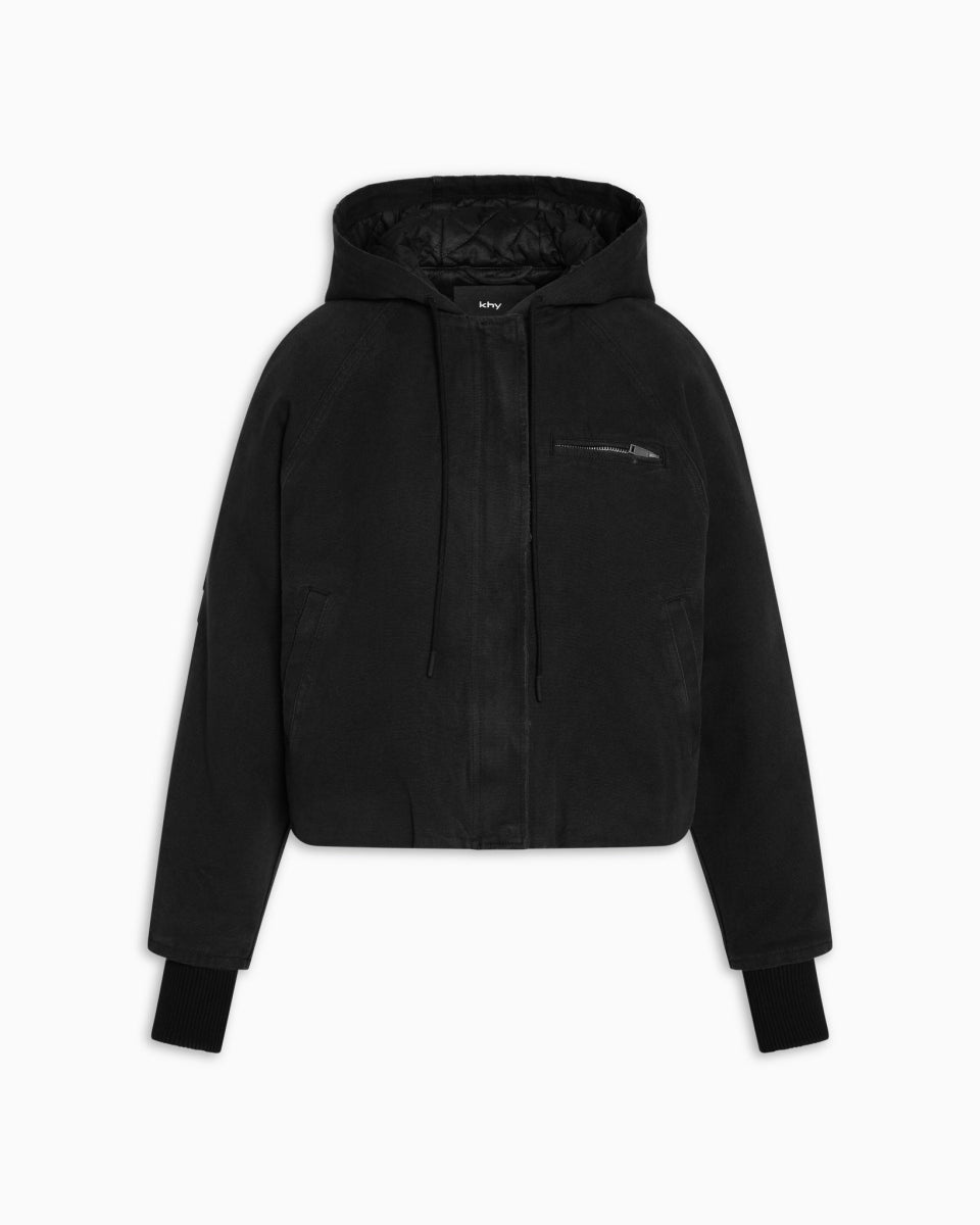 Canvas Hooded Jacket | Washed Black