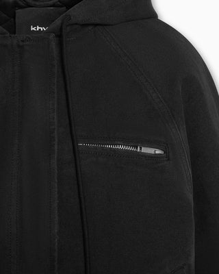 Canvas Hooded Jacket | Washed Black