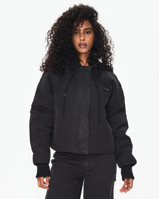 Canvas Hooded Jacket | Washed Black