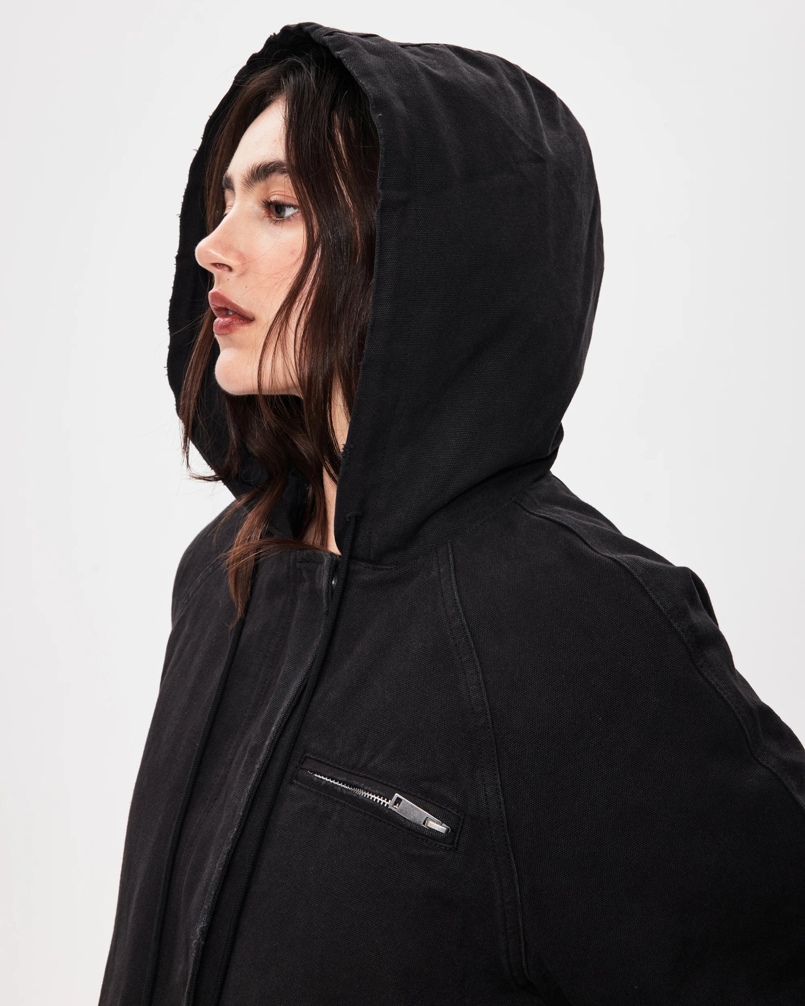 Black Canvas Hooded Jacket Quilted | Khy