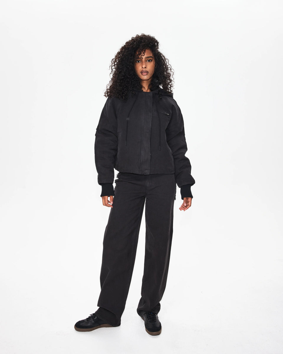 Canvas Hooded Jacket | Washed Black