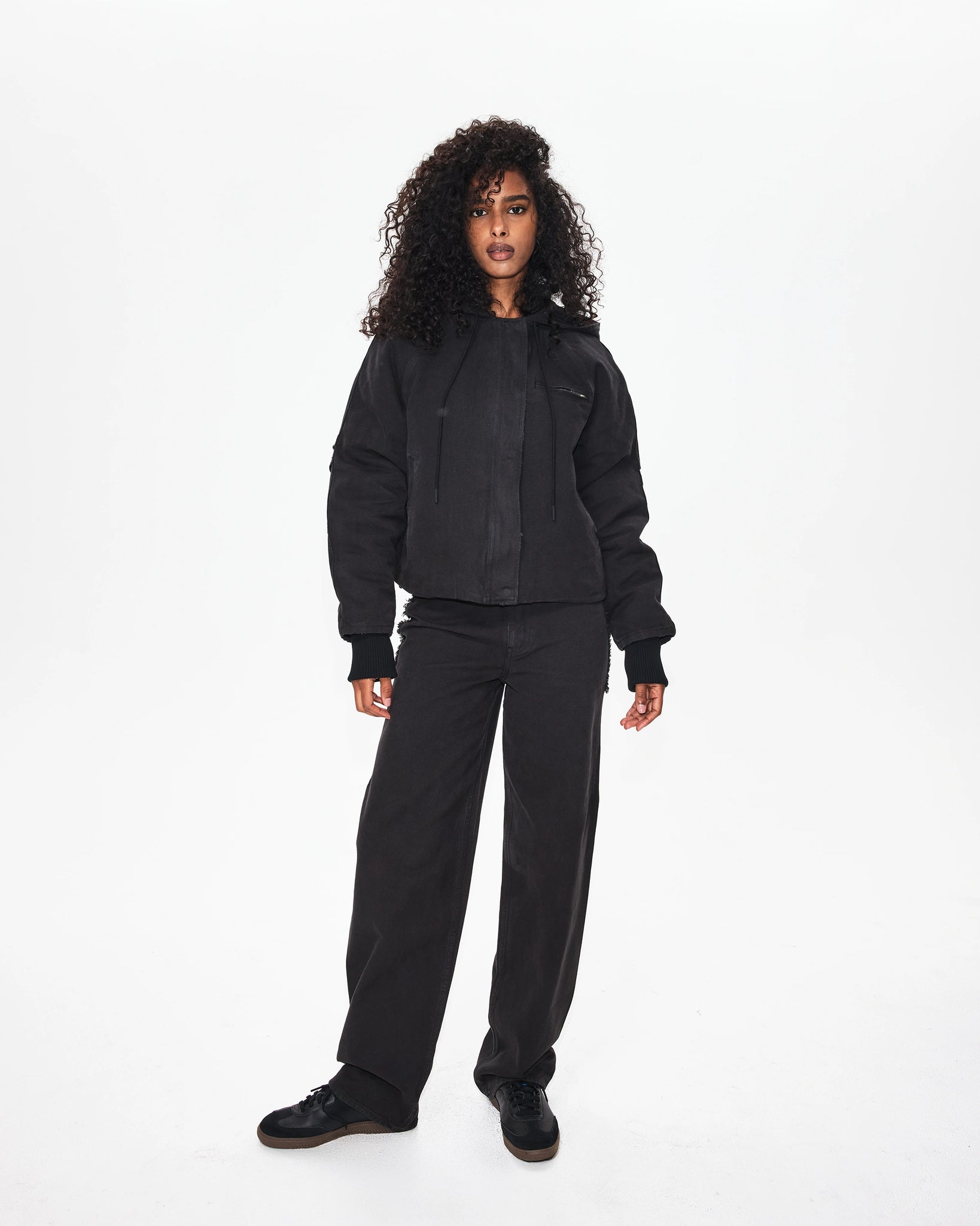 Black Canvas Hooded Jacket Quilted | Khy