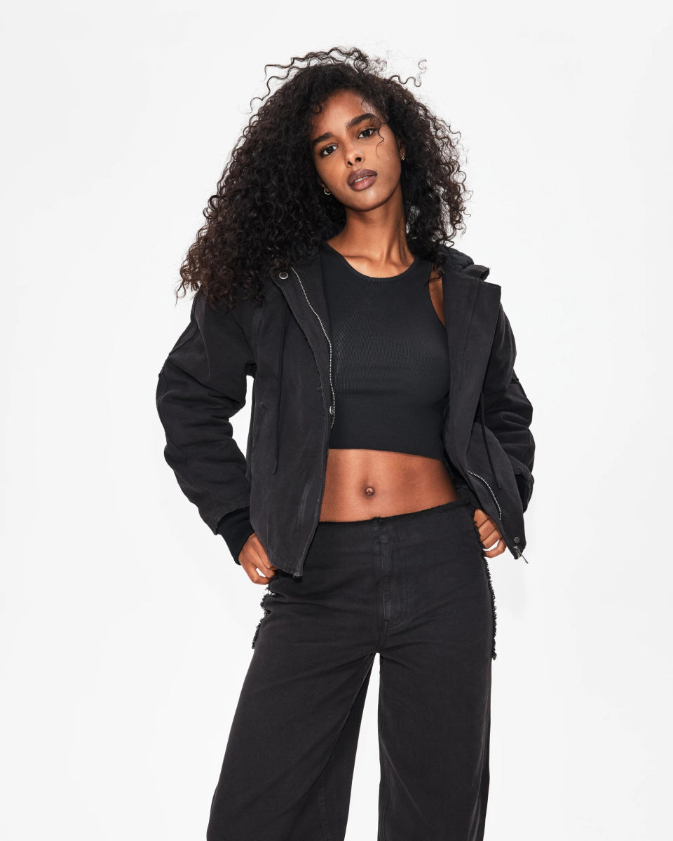 Canvas Hooded Jacket | Washed Black