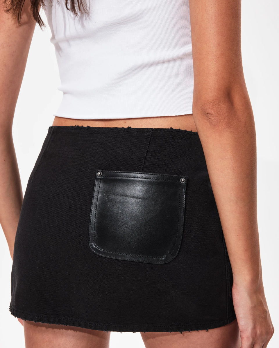 Canvas Mini Skirt | Washed Black