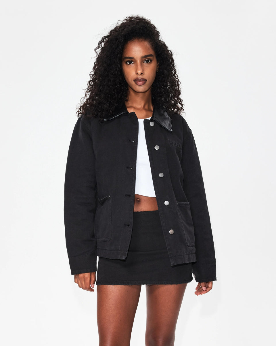 Canvas Mini Skirt | Washed Black