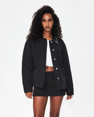 Canvas Mini Skirt | Washed Black