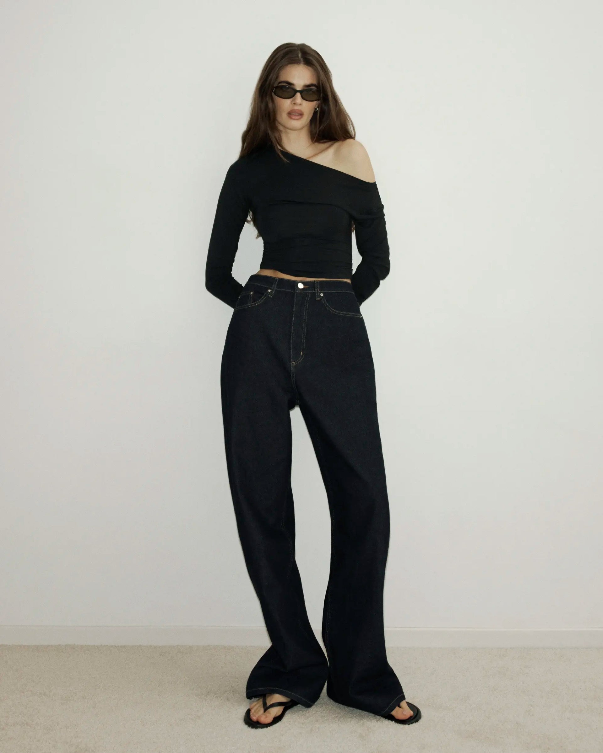 Dark Wash High Rise Wide Leg Jeans | Khy