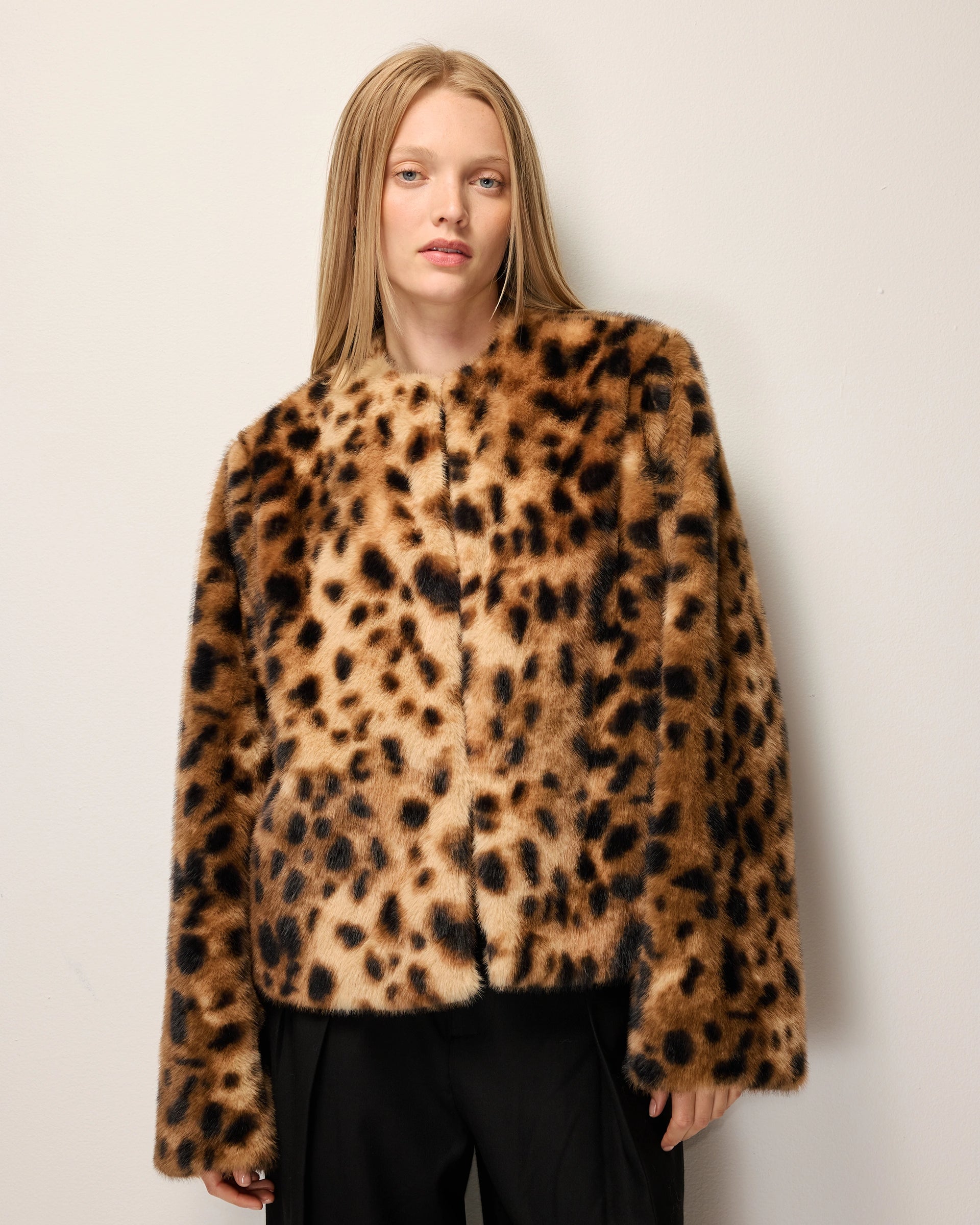 Leopard Print Faux Fur Jacket Cozy | Khy