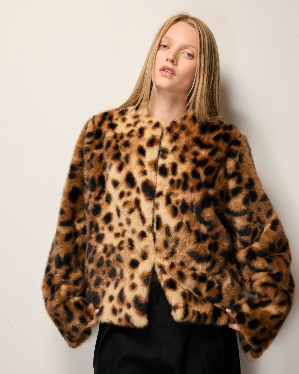 Signature Faux Fur Jacket | Leopard