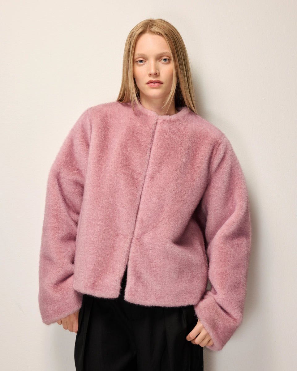 Signature Faux Fur Jacket | Powder Pink
