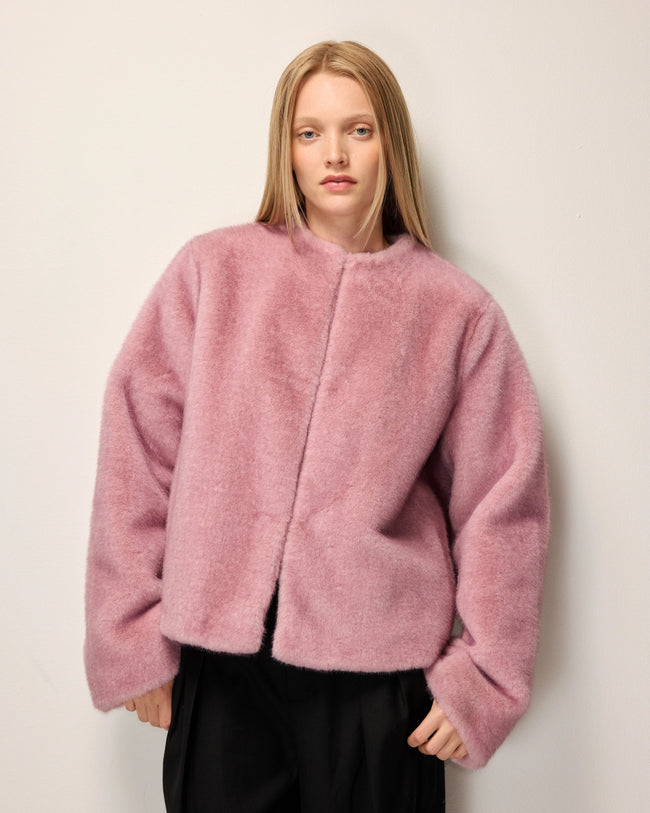 Signature Faux Fur Jacket | Powder Pink