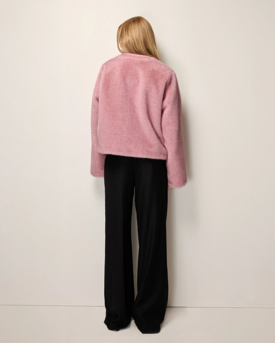 Signature Faux Fur Jacket | Powder Pink