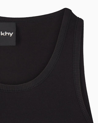 Cropped Raw Hem Rib Tank | Black