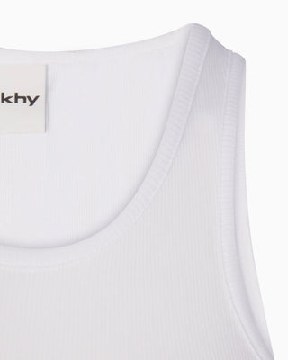 Cropped Raw Hem Rib Tank | White